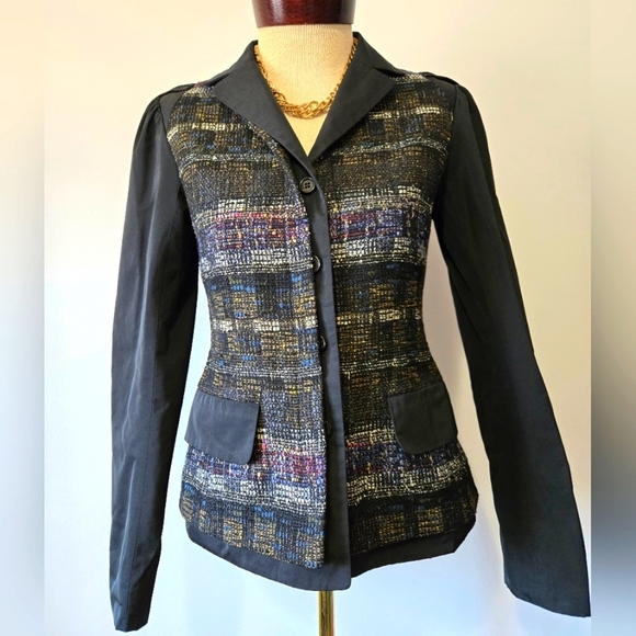 LIDA BADAY Designer Wool Tweed And Silk Jacket/ Blazer. Multicolour Knit. Size 2 - Picture 1 of 16